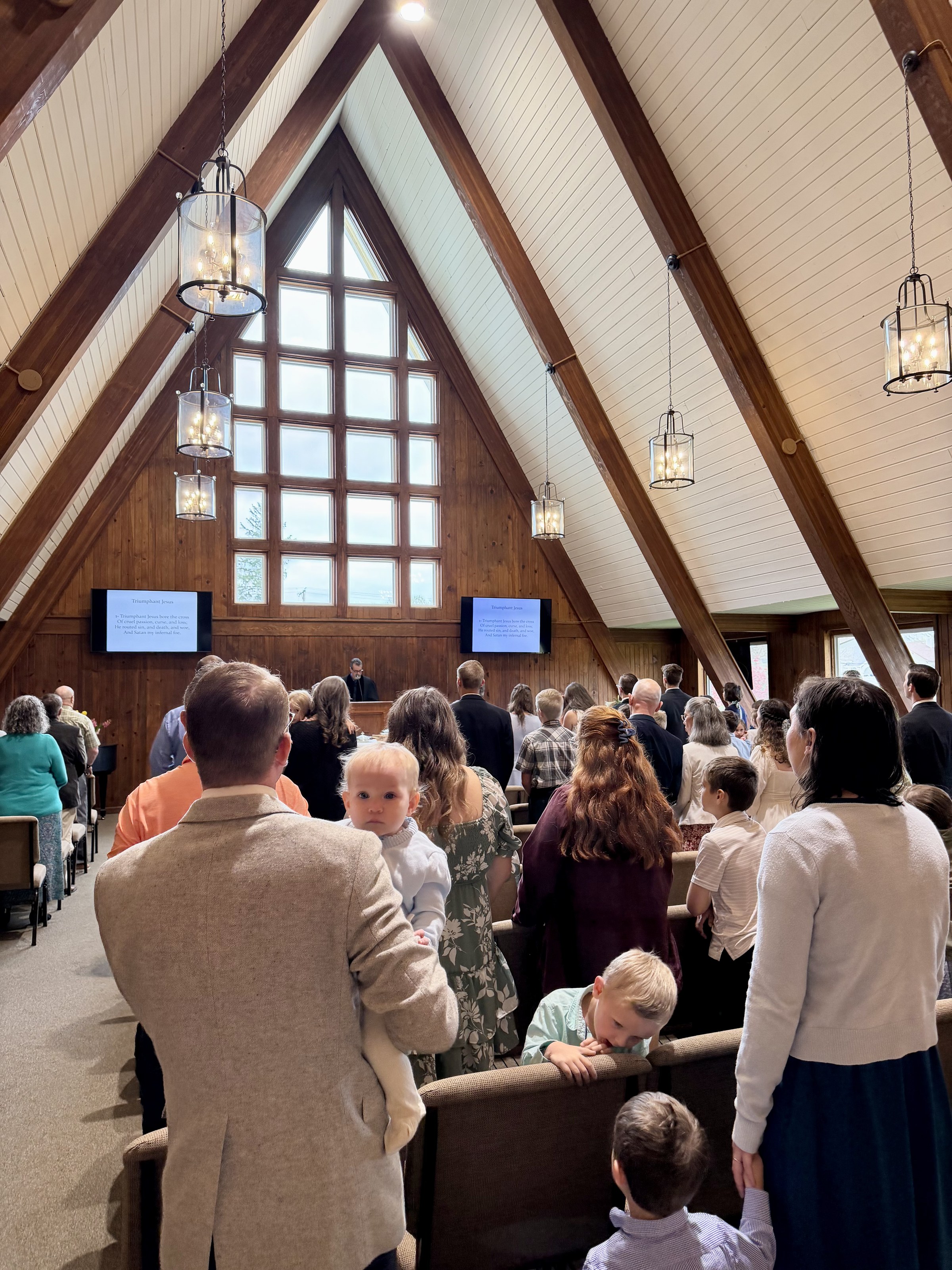 A family gathered in worship